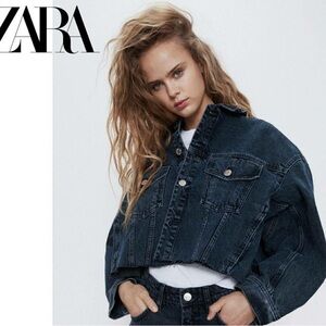 Zara Oversized Cropped Denim Jacket